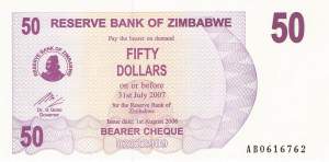 50 Dollars Zimbabwe p.41 2006
